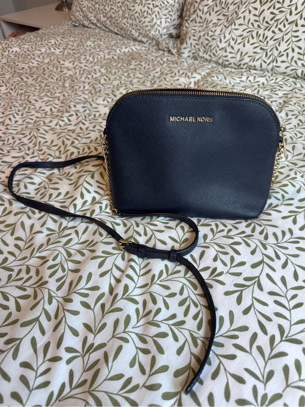 Michael Kors Navy Crossbody with Gold Accents